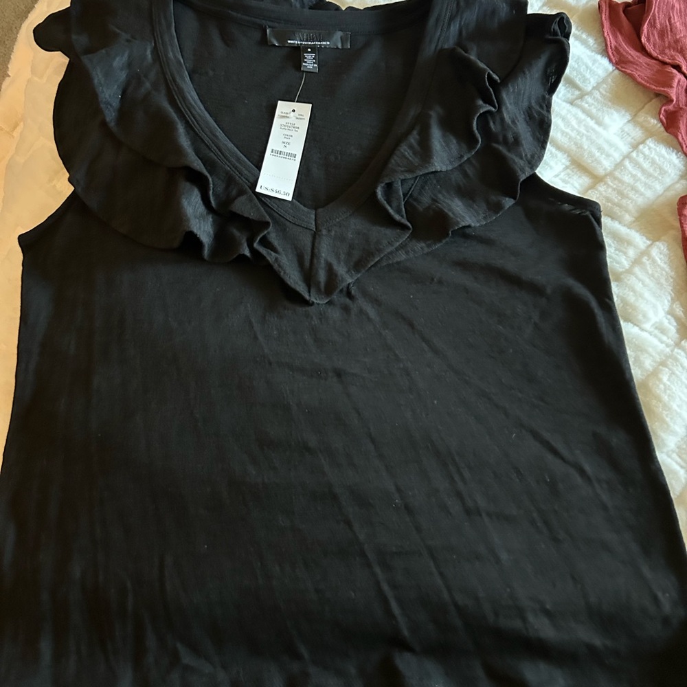 White House Black Market Black V-Neck Top